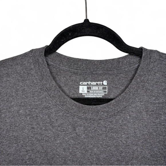 Carhartt Long Sleeve Workwear Shirt Grey Logo Large Tall - Picture 3 of 4